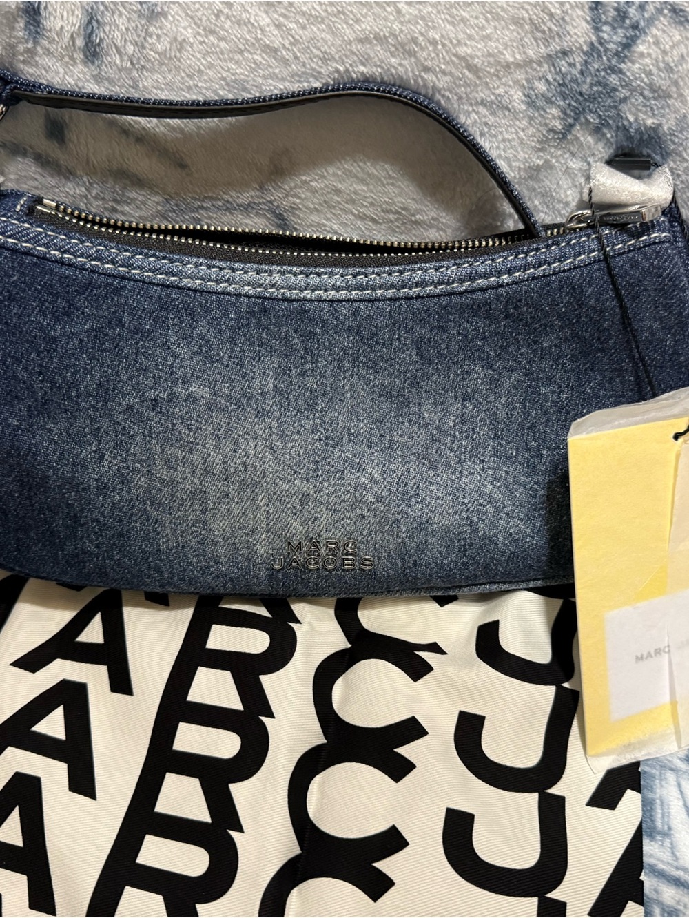 Marc Jacobs Denim Crescent Clutch in Faded Blue
